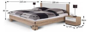 Manželská posteľ 180 cm + 2 noč. stolíky Kami (dub sonoma). Vlastná spoľahlivá doprava až k Vám domov. 752732