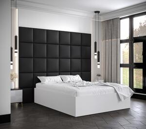 Manželská posteľ s čalúnenými panelmi MIA 3 - 140x200, biela, čierne panely