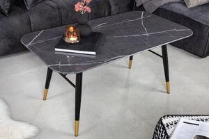 Invicta Interior - Dizajnový konferenčný stolík PARIS 110 cm sklo, mramorový vzhľad, čierny