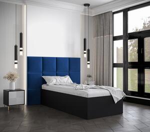 Jednolôžko s čalúnenými panelmi MIA 4 - 90x200, čierne, modré panely