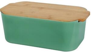 EH Box na pečivo s bambusovým vekom, tm. zelená, 33 x 12 x 18,5 cm