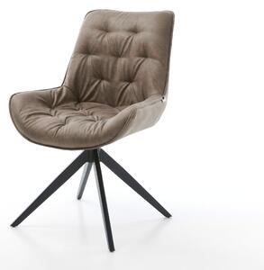 DELIFE Jedálenská stolička Taimi-Flex mikrovlákno taupe vintage krížová podstava široká čierna