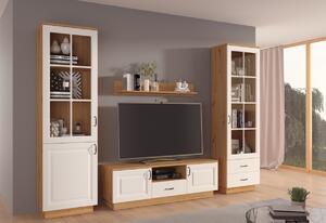 TV stolík FLAVELA 2D1S, 150x50x40,5, biela/dub artisan