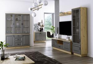 TV stolík FLAVELA 2D1S, 150x50x40,5, biela/dub artisan