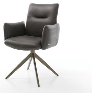 DELIFE Jedálenská stolička Jova-Flex s opierkami mikrovlákno antracit vintage krížová podstava široká titanový efekt otočný 360° vrecková pružina