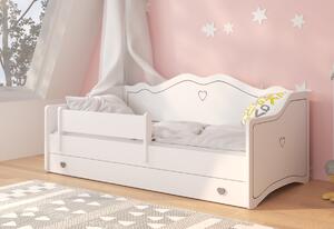 Detská posteľ MEKA B + matrac, 80x160, biela/ružová
