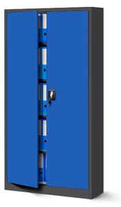 JAN NOWAK Kovová spisová skriňa model JAN 900x1850x400, antracitovo-modrá