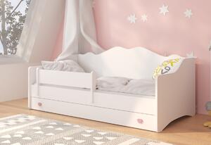 Detská posteľ MEKA D + matrac, 80x160, biela/sivá