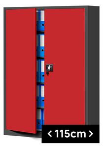 JAN NOWAK Kovová spisová skriňa model JAN II 1150x1850x400, antracitovo-červená