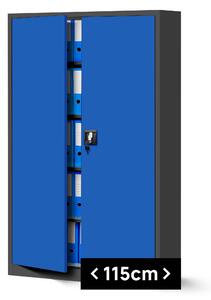 JAN NOWAK Kovová spisová skriňa model JAN II 1150x1850x400, antracitovo-modrá