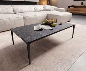 DELIFE Konferenčný stolík Levente 110x60 cm keramika Laminam® Nero Greco antracitová kovová podstava čierna