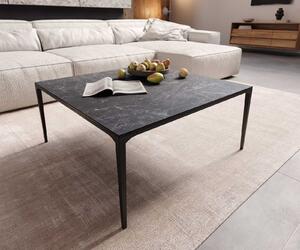DELIFE Konferenčný stolík Levente 85x85 cm keramika Laminam® Nero Greco antracitová kovová podstava čierna