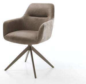DELIFE Otočná jedálenská stolička Pejo-Flex mikrovlákno taupe vintage krížová podstava široká titanová farba 360° otočná vrecková pružina