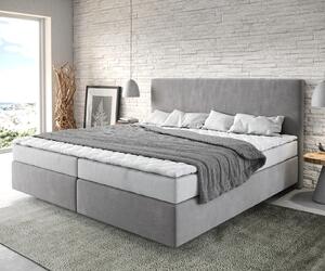 DELIFE Boxspring posteľ Dream-Well mikrovlákno sivá 200x200 cm bonellový matrac topper