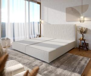DELIFE Boxspring posteľ Dream-Well bouclé krémovo biela 200×200 cm