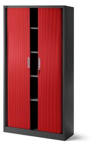 JAN NOWAK Kovová skriňa so žalúziovými dverami model DAMIAN 900x1850x450, antracitovo-červená