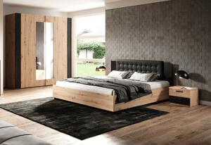 Manželská posteľ SIGMA + rošt, 160x200, artisan/čierna