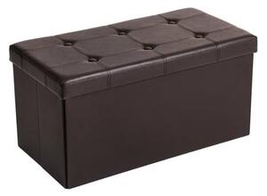 SONGMICS Skladateľná úložná lavica, pre 2 osoby, nosnosť do 300 kg, syntetická koža, 76x38x38 cm, hnedá