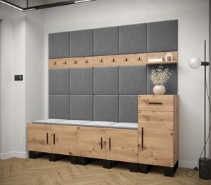 Predsieňová zostava RUMIE 8 - dub artisan, šedé panely