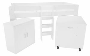 Detská poschodová posteľ so stolíkom FUNNY | biela Farba: biela / sivá