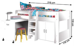 Detská poschodová posteľ so stolíkom FUNNY | biela