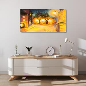 Obraz na plátne Mestské lampy Nočné stromy