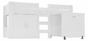 Detská poschodová posteľ so stolíkom FUNNY | biela Farba: biela / sivá