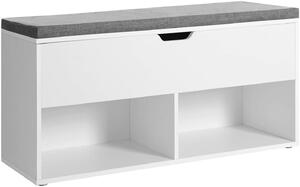 Úložná lavica s čalúneným sedákom, 100 x 48 x 30 cm, biela