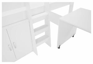 Detská poschodová posteľ so stolíkom FUNNY | biela Farba: Biela
