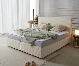 DELIFE Boxspring posteľ Dream-Well plyšový manšester béžová 180×200 cm bonellový matrac topper