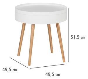 Konferenčný stolík NATHALIE, 49,5x51,5x49,5, biela/prírodná