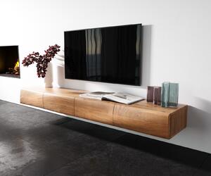 DELIFE TV stolík New Live-Edge 200 cm akácia prírodná 4 dvierka závesný