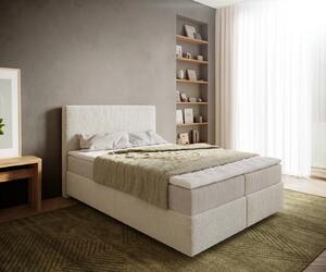 DELIFE Boxspring posteľ Dream-Well 140x200 cm bouclé krémovo biela s vreckovou pružinovou matracou a topperom Visco