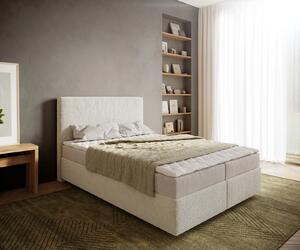 DELIFE Boxspring posteľ Dream-Well 140×200 cm bouclé krémovo biela s matracom a topperom