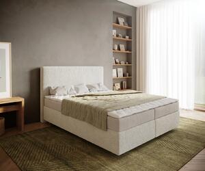 DELIFE Boxspring posteľ Dream-Well 160×200 cm bouclé krémovo biela s matracom a topperom