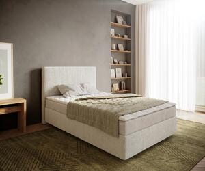 DELIFE Boxspring posteľ Dream-Well 120×200 cm bouclé krémovo biela s matracom a topperom