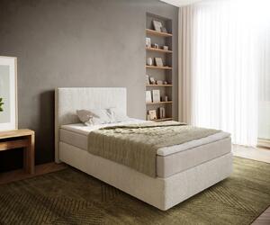 DELIFE Boxspring posteľ Dream-Well 120x200 cm bouclé krémovo biela s vreckovou pružinovou matracou a topperom visco
