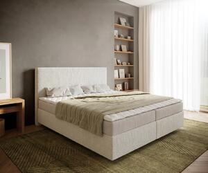 DELIFE Boxspring posteľ Dream-Well 180×200 cm bouclé krémovo biela s matracom a topperom