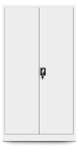 JAN NOWAK Kovová spisová policová skriňa s dverami a osobnou skrinkou model TOMASZ 900x1850x450, biela
