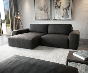 DELIFE Rohová pohovka Lanzo XL 270x180 cm imitácia kože vintage antracitová variabilné ležadlo s taburetom