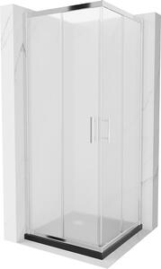 Mexen Rio, štvorcový sprchovací kút s posuvnými dverami 70 (dvere) x 70 (dvere) x 190 cm, 5mm sklo námraza, chrómový profil + čierna sprchová vanička…