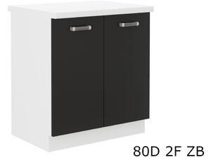 Kuchynská skrinka dolná dvojdverová s pracovnou doskou EPSILON 80D 2F ZB, 80x82x60, čierna/biela