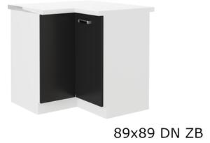 Kuchynská skrinka dolná rohová s pracovnou doskou OMEGA 89x89 DN ZB, 89/89x82x60, čierna/biela