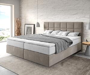 DELIFE Boxspring posteľ Dream-Fine 180x200 cm mikrovlákno béžová s vreckovou pružinovou matracou a visco topperom