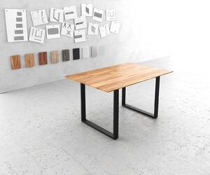 DELIFE Jedálenský stôl Edge 140x90 akácia prírodná tenká podstava čierna švajčiarska hrana
