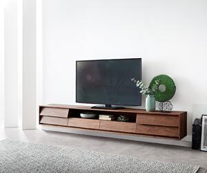 DELIFE TV stolík Eloi 240x35 cm akácia hnedá 2 dvierka 2 zásuvky závesný