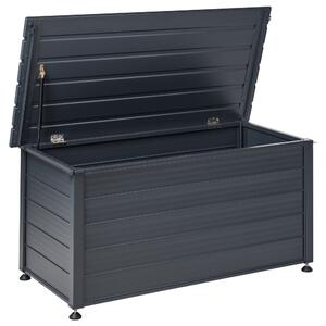 Záhradný úložný box s vekom tmavosivý hliníkový 123 x 60 cm 330 L vonkajší úložný nábytok