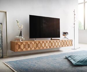 DELIFE TV stolík Fevo 220 cm akácia prírodná 4 dvierka závesný