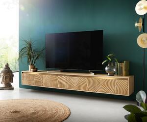 DELIFE TV stolík Budaya 220 cm mango prírodná 4 dvierka závesný