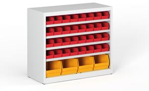 Regál s plastovými boxmi BASIC so zadnou stenou - 800 x 400 x 920 mm, 32x A, 4x C